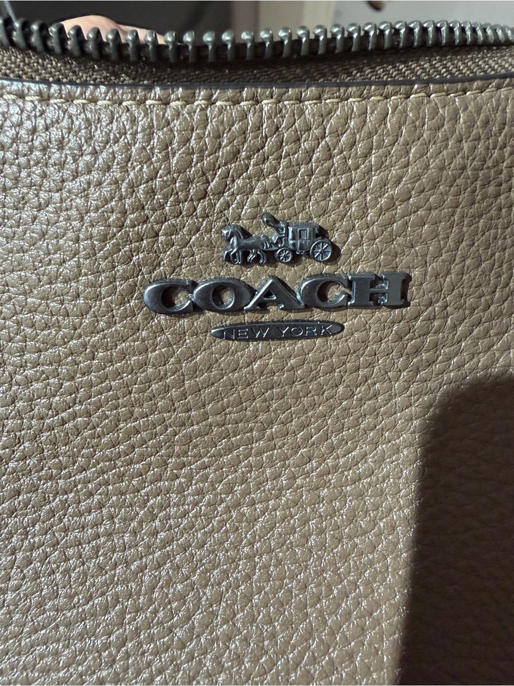Coach Pebble Leather Shoulder Bag in Taupe